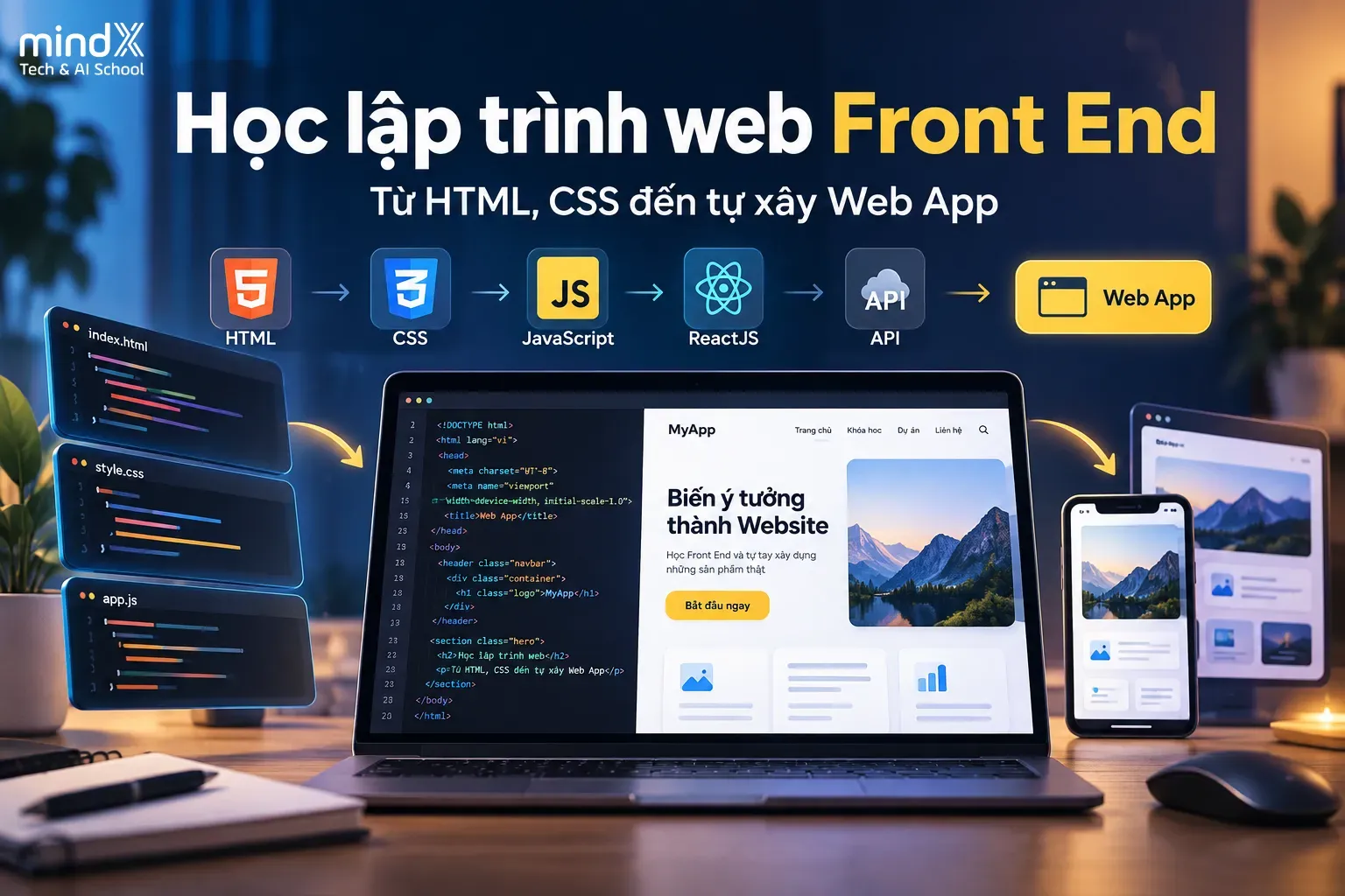Học lập trình web Front End: Từ HTML, CSS đến tự xây Web App