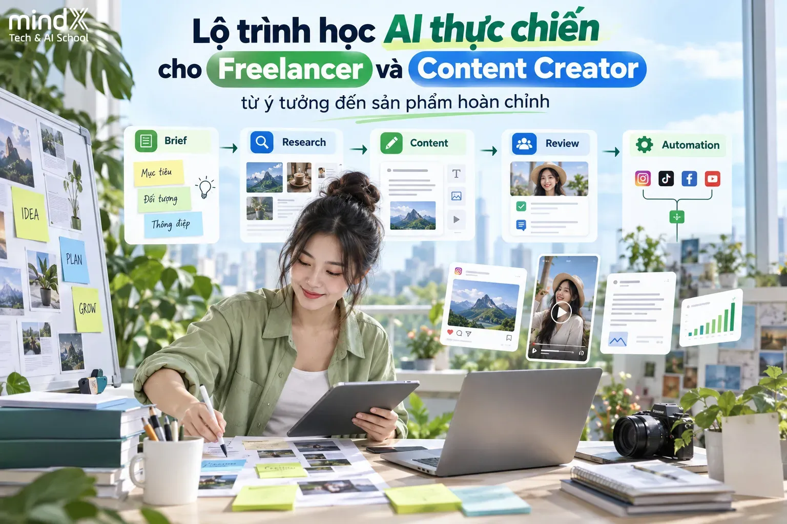 Lộ trình học AI thực chiến cho Freelancer và Content Creator tăng 50% hiệu suất làm việc