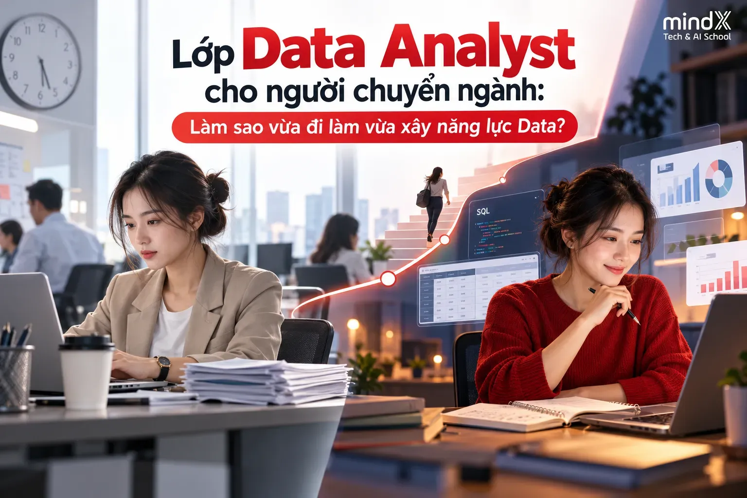 Lớp Data Analyst cho người chuyển ngành: Vừa đi làm vừa học thế nào để theo kịp?