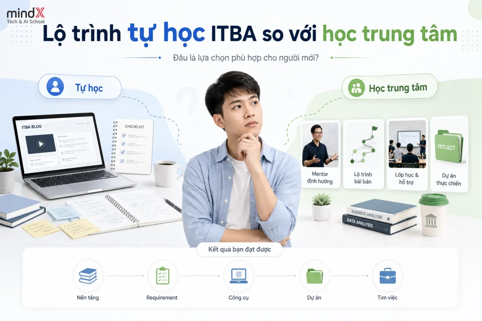Lộ trình tự học ITBA so với học trung tâm: Đâu là lựa chọn phù hợp cho người mới? 